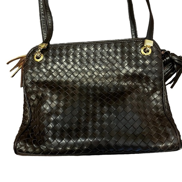 Siso Made in Italy Leather Woven Brown Shoulder Bag Excellent Condition. - Picture 3 of 7